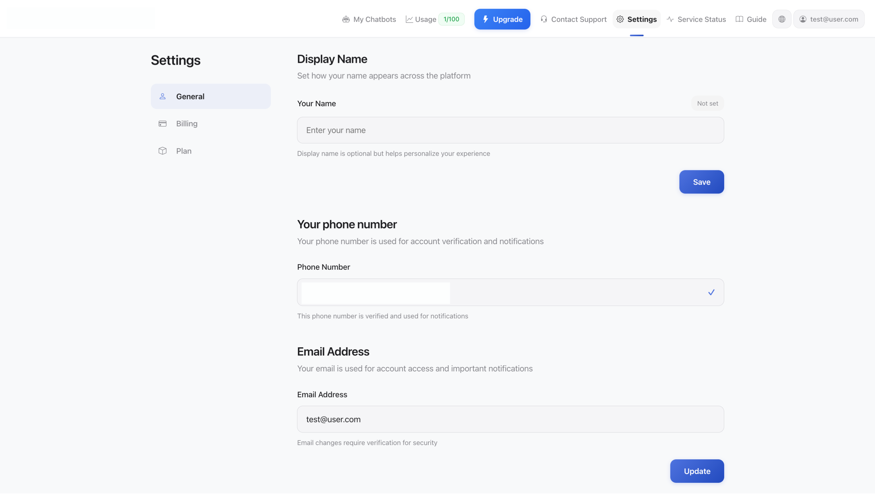 Paskyros nustatymai - Bendrieji