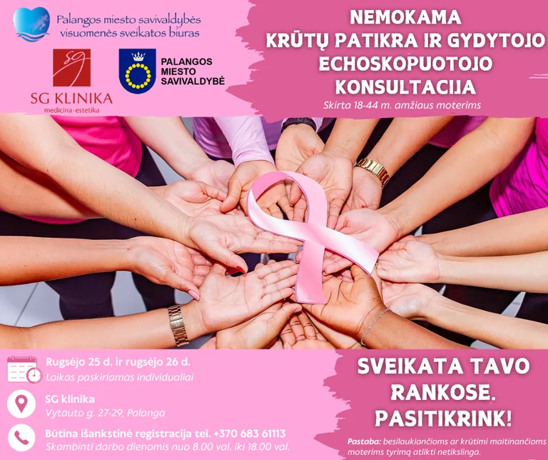 Palangoje – nemokama krūtų patikra: ką svarbu žinoti 18–44 m. moterims