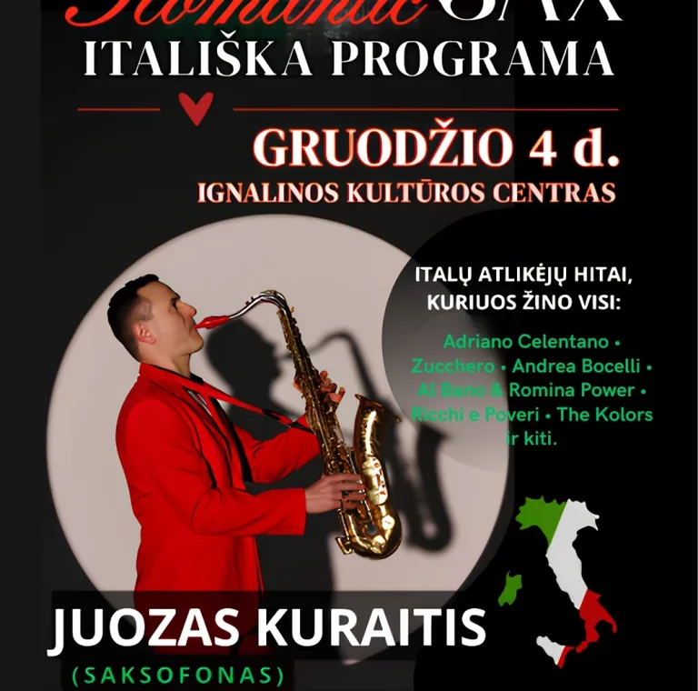 „Romantic Sax“ Ignalinoje: itališkų melodijų vakaras gruodį